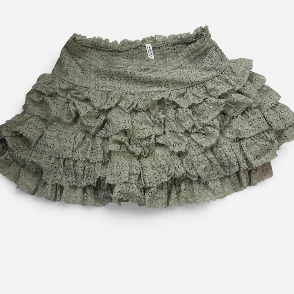 American-eagle Women's Green Ruffle Skirt M